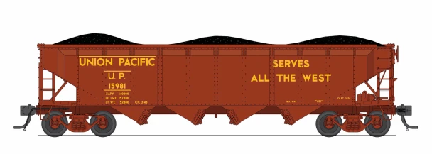 PRE-ORDER: Broadway Limited 10375 - ARA 70-ton 4-Bay Hopper (6-PACK) Union Pacific (UP) "Streamliners / Serves All The West", 6-pack A - N Scale