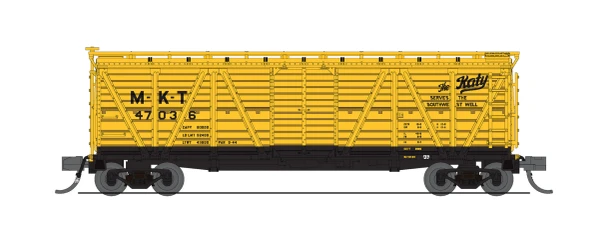 PRE-ORDER: Broadway Limited 10468 - 40' Wood Stock Car with sound (Cattle Sounds) Missouri-Kansas-Texas (MKT) 47036 - N Scale