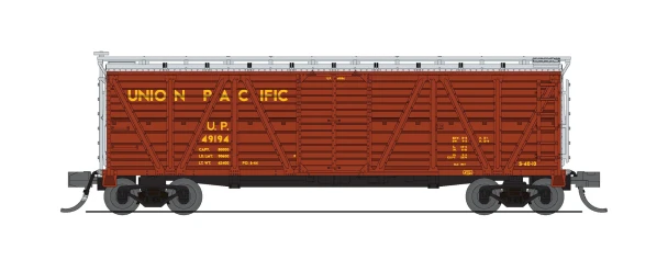 PRE-ORDER: Broadway Limited 10474 - 40' Wood Stock Car with sound (Cattle Sounds) Union Pacific (UP) 49194 - N Scale