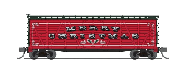 PRE-ORDER: Broadway Limited 10489 - 40' Wood Stock Car (2-pack) Merry Christmas - N Scale