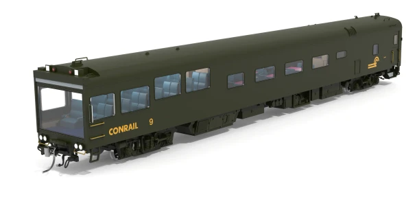 PRE-ORDER: Broadway Limited 10179 - Track Inspection Car Conrail (CR) #9, Green & Yellow, 1997-1999 Appearance - HO Scale