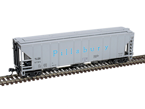 Atlas Master 50006794 - PS-4427 3-Bay Covered Hopper Pillsbury (TLDX) (Gray/Blue) 5703 - N Scale