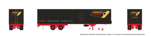 PRE-ORDER: Rapido 1146037 - 40' Fruehauf Fluted Side Volume Van Overnite - Black V220 - HO Scale