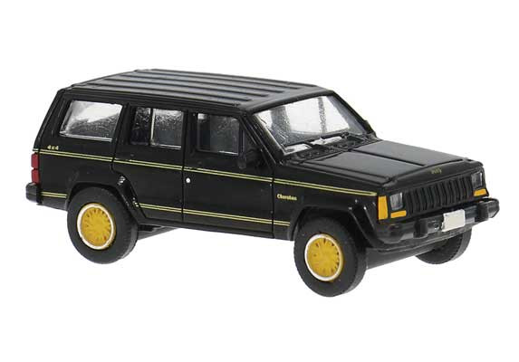 Brekina PCX870728 - 1984 Jeep Cherokee SUV - Assembled  Black, Gold  - HO Scale