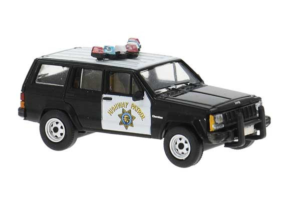 Brekina PCX870730 - 1984 Jeep Cherokee SUV - Assembled  California Highway Patrol (black, white)  - HO Scale