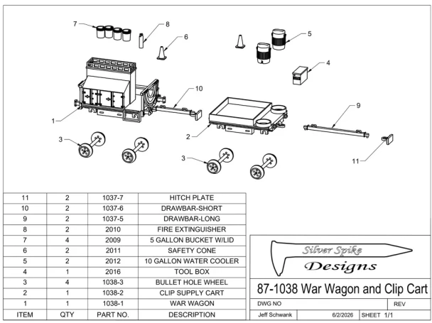 Silver Spike Designs 87-1038 - War wagon and gang storage cart set  - HO Scale Kit