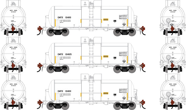 PRE-ORDER: Athearn Genesis 3312 - UTC 13K Gallon Acid Tank Car (3) Compass Capital (CMTX) 124013, 124025, 124031 - HO Scale