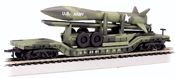 Bachmann 71396 - Silver Series(R) Depressed-Center Flatcar - Ready to Run U.S. ARMY - N Scale