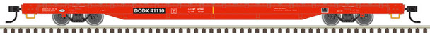 Atlas Trainman 20007977 - 68' Flat Car Department of Defense (DODX) (Red) 41110 - HO Scale