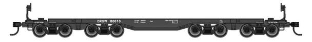 PRE-ORDER: Walthers Mainline 910-51020 - 66' Heavy-Duty 4-Truck Flatcar Denver & Rio Grande Western (D&RGW) 80010 - HO Scale