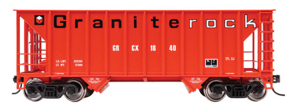 PRE-ORDER: Walthers Mainline 910-56643 - 34' Greenville 100-Ton 2-Bay Hopper Granite Rock (GRCX) 1849 - HO Scale
