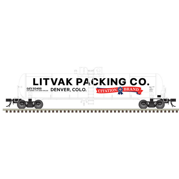 PRE-ORDER: Atlas Master 50007800 - 20,700 Gallon Tank Car Litvak Packing Company (GATX) 93499 - N Scale
