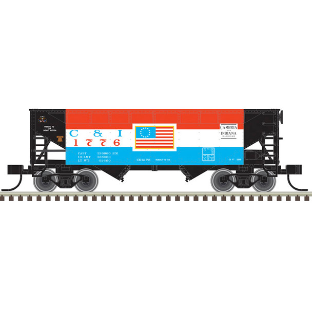 PRE-ORDER: Atlas Trainman 20008516 - 2-Bay Offset Hopper (2) Cambria and Indiana (C&I) 1776, 1976 2 Car Bicentennial Set - HO Scale