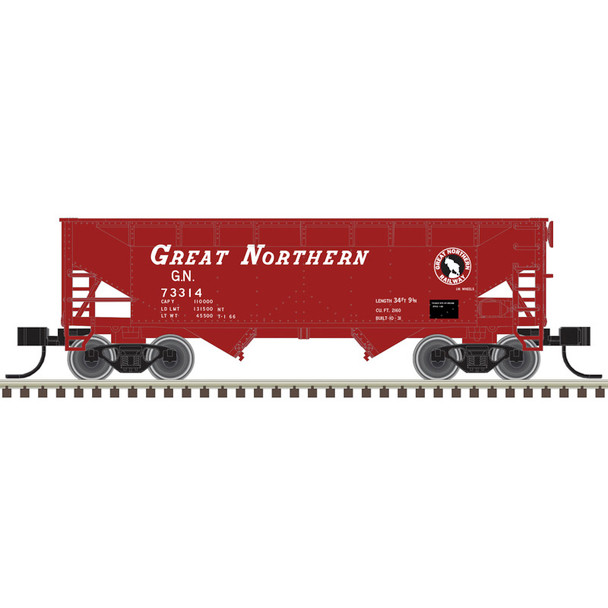 PRE-ORDER: Atlas Trainman 20008507 - 2-Bay Offset Hopper Great Northern (GN) 73314 (Vermillion Red) - HO Scale