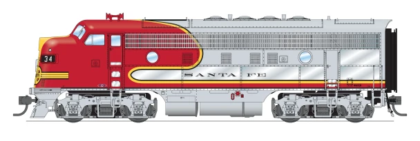 PRE-ORDER: Broadway Limited 10531 - EMD F3A (DC Silent) + EMD F3B (Unpowered) Atchison, Topeka and Santa Fe (ATSF) 34L/34A - HO Scale