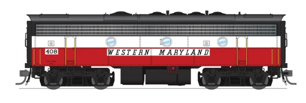 PRE-ORDER: Broadway Limited 10564 - EMD F7A (DCC and Sound) + EMD F7B (Unpowered) Western Maryland (WM) 53/408 - HO Scale
