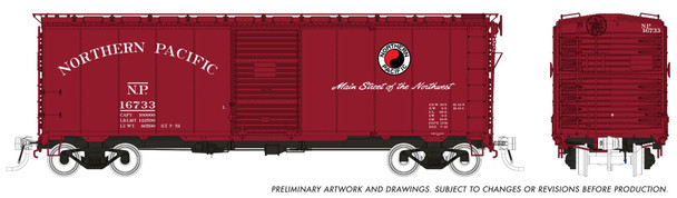 Rapido 181009A-16733 - 40' 1937 AAR Boxcar Northern Pacific (NP) 16733 - HO Scale
