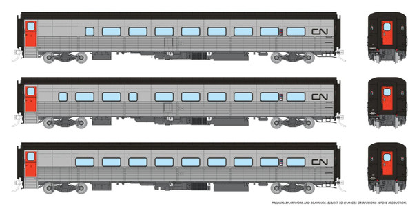PRE-ORDER: Rapido 9062001 - Hawker Siddeley Tempo Train Canadian National (CN) Club 321, CBL 344, Coach 360 - HO Scale