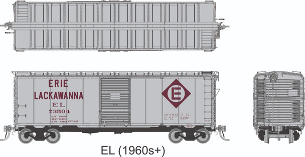 PRE-ORDER: Rapido 1011005 - 1937 AAR 40' Boxcar (6-pack) Erie Lackawanna (EL) 73000, 73100, 73132, 73293, 73308, 73504 - HO Scale