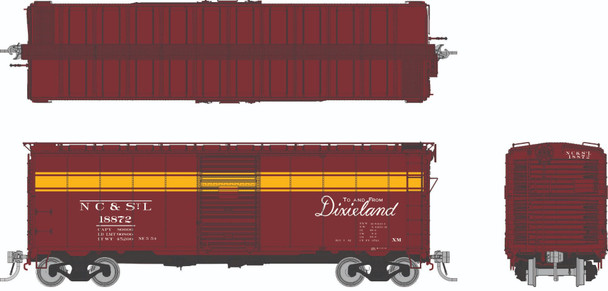 PRE-ORDER: Rapido 1011012A-18570 - 1937 AAR 40' Boxcar Nashville, Chattanooga and St. Louis (NC&StL) 18570 - HO Scale