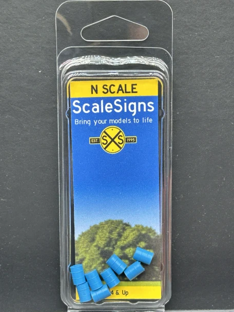 ScaleSigns N-0010-011 - 55 gallon Drums (8) - Lite Blue  - N Scale