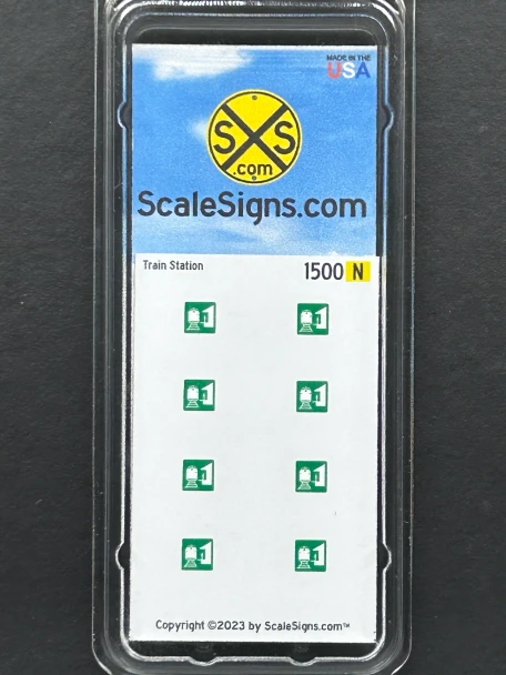 ScaleSigns N-1500-000 - Train Station Signs (8)  - N Scale
