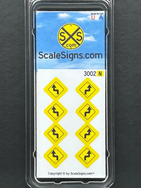 ScaleSigns N-3000-002 - Reverse Turn Left & Right Signs (8)  - N Scale