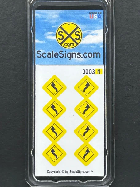 ScaleSigns N-3000-003 - Reverse Curve Left & Right Signs (8)  - N Scale