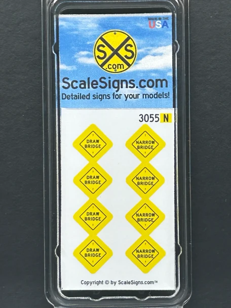 ScaleSigns N-3000-055 - Draw Bridge + Narrow Bridge Signs (8)  - N Scale