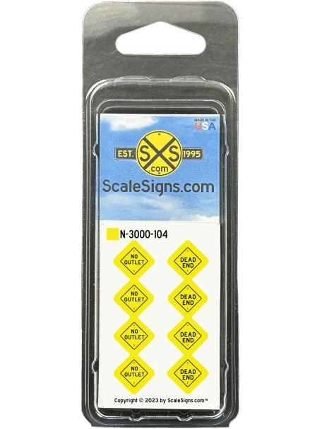 ScaleSigns N-3000-104 - No Outlet + Dead End Signs (8)  - N Scale