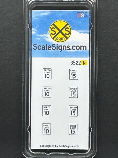 ScaleSigns N-3500-022 - 10 mph + 15 mph Signs (8)  - N Scale