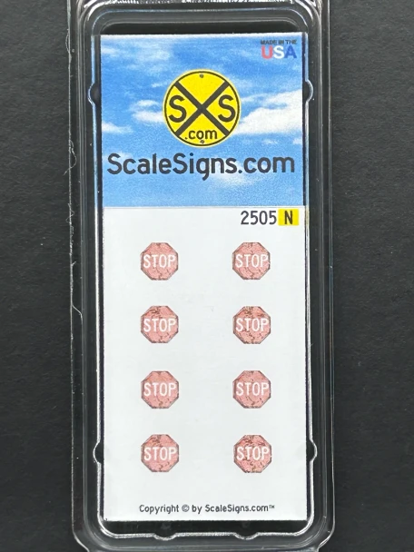 ScaleSigns N-2500-005 - Stop Signs (8)  - N Scale