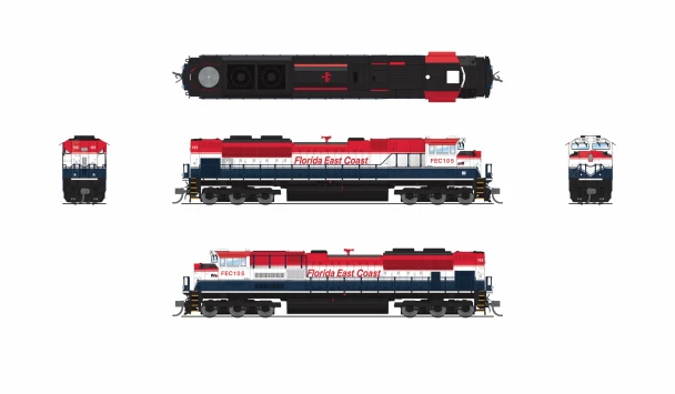 Broadway Limited 9968 -  EMD SD70ACe  Red, White, & Blue,  (DCC and Sound) Florida East Coast (FEC) 105 - N Scale