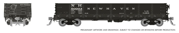 Rapido 163015A-50013 - 40' Drop Bottom Gondola New Haven (NH) 50013 - HO Scale