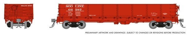 Rapido 163016A-66338 - 40' Drop Bottom Gondola Soo Line (SOO) 66338 - HO Scale