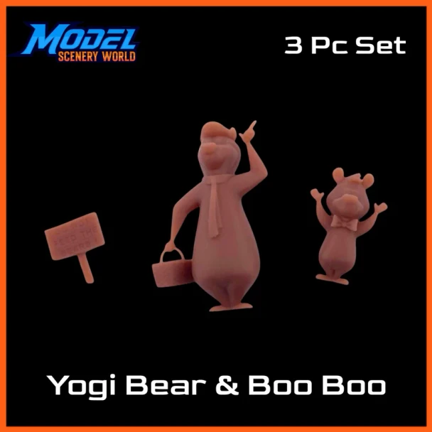 Model Scenery World N038 - Yogi Bear & Boo Boo Resin Figure 3pc Set  - N Scale