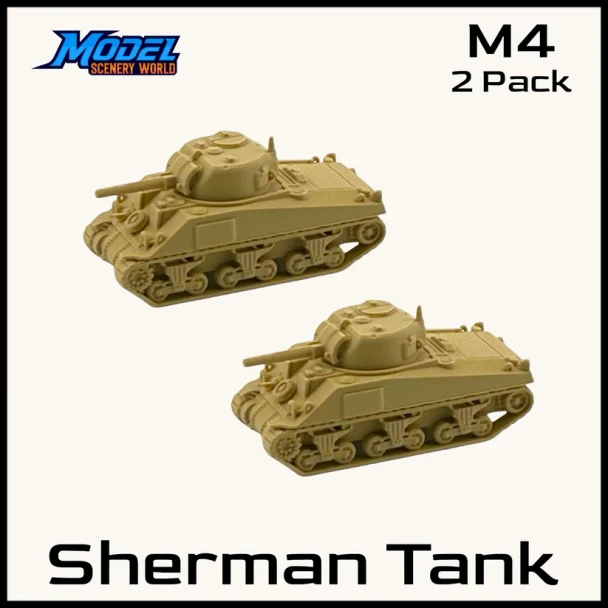 Model Scenery World N069 - WWII Sherman Tank M4 (2pk) - Beige  - N Scale