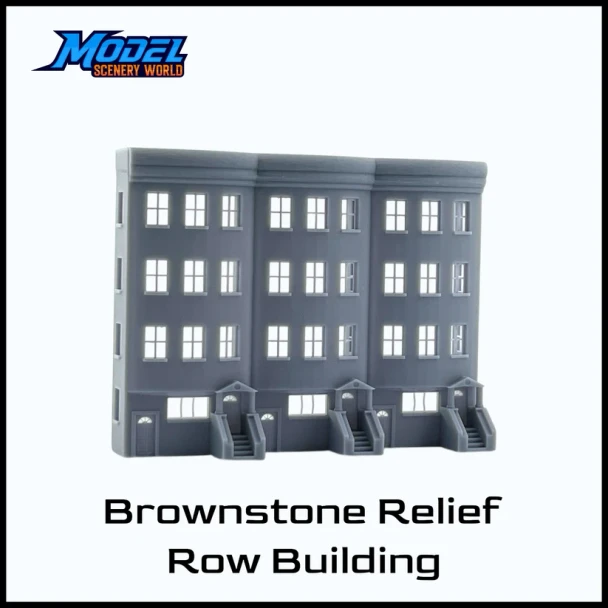 Model Scenery World N094 - Brownstone 4-Story Relief Row Building  - N Scale