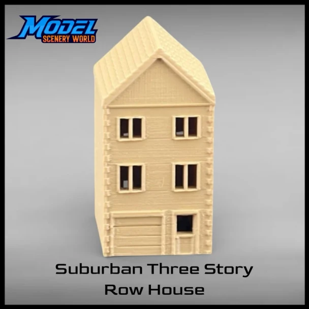 Model Scenery World N147 - Suburban Row House #1 - Three Story - Brown  - N Scale
