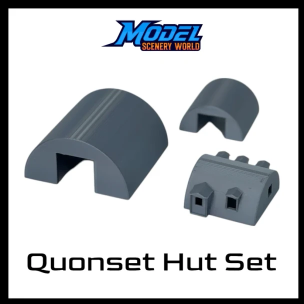 Model Scenery World N193 - 3pc Quonset Hut Set - Small - Medium - Office - Metallic Silver  - N Scale