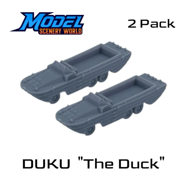 Model Scenery World N218 - DUKW "The Duck" Open (2pk) - Gray  - N Scale