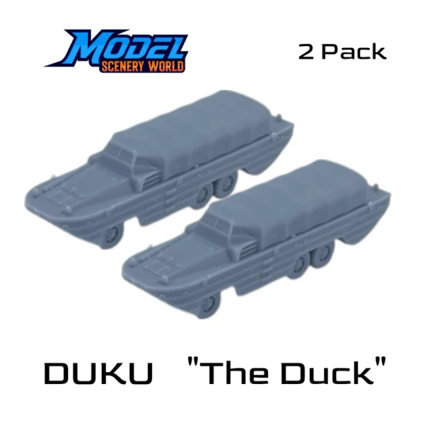 Model Scenery World N219 - DUKW "The Duck" Covered (2pk) - Gray  - N Scale