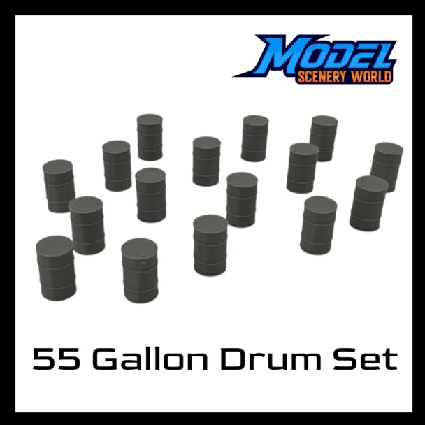 Model Scenery World N243 - 55 Gallon Industrial Drum Barrel 15pc Set  - N Scale