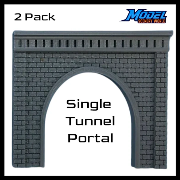 Model Scenery World N249 - Single Tunnel Portal - Stone (2pk) - Gray  - N Scale