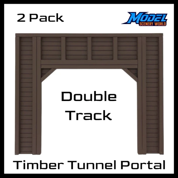 Model Scenery World N251 - Double Tunnel Portal - Timber (2pk) - Brown  - N Scale