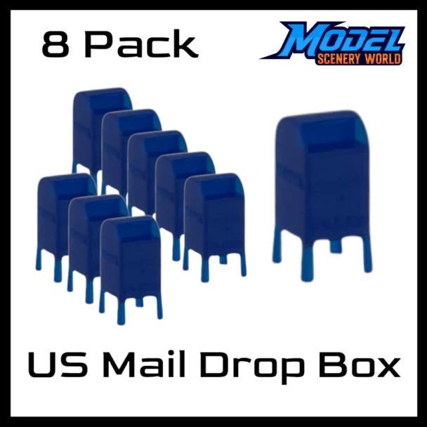 Model Scenery World N253 - US Mail Drop Box (8pk) - Blue  - N Scale