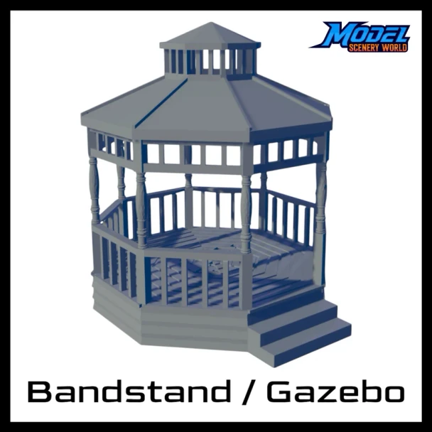 Model Scenery World N280 - Gazebo Bandstand Pavilion - Gray  - N Scale