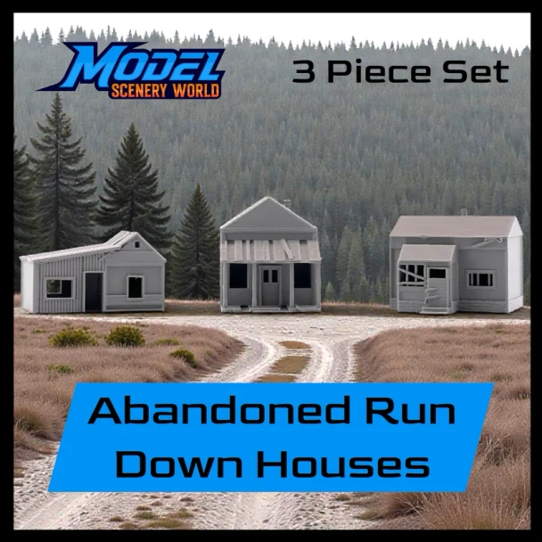 Model Scenery World N317 - Abandoned Run-Down Houses 3pc Set  - N Scale
