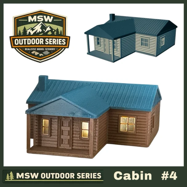 Model Scenery World N325 - "The Outdoor Series" - Cabin #4 - Camping - Modeled in Color  - N Scale Kit