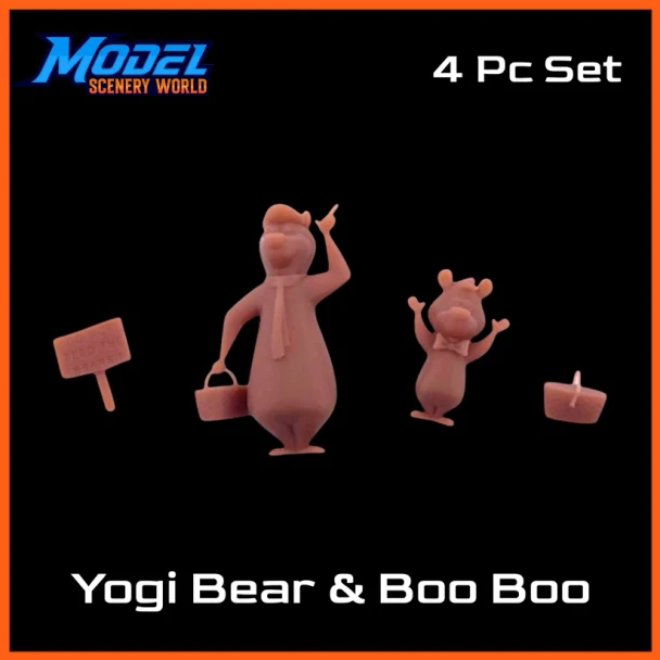 Model Scenery World HO029 - Yogi Bear & Boo Boo Resin Figure 4pc Set  - HO Scale